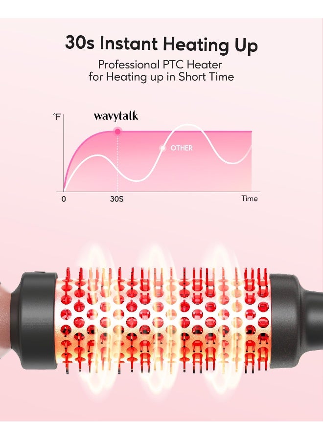 Wavytalk Thermal Brush 1 12 inch Heated Round Brush with Detachable Head Velvet Pouch and Dual Voltage for Travel Easy to Create Blowout Look Rose Gold - Image 3