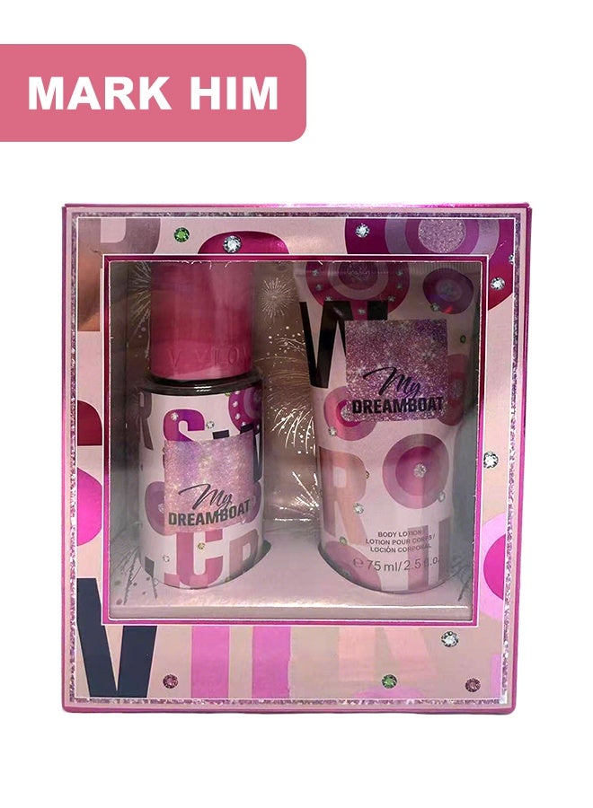 MARK HIM Women’s Floral Scent Fragrance Gift Set, 85ml Body Mist & 75ml Scented Body Lotion 2-Piece Kit, Soft Long-Lasting Floral Perfume & Moisturizing Lotion Combo, Luxury Self-Care Gift for Her - Image 1