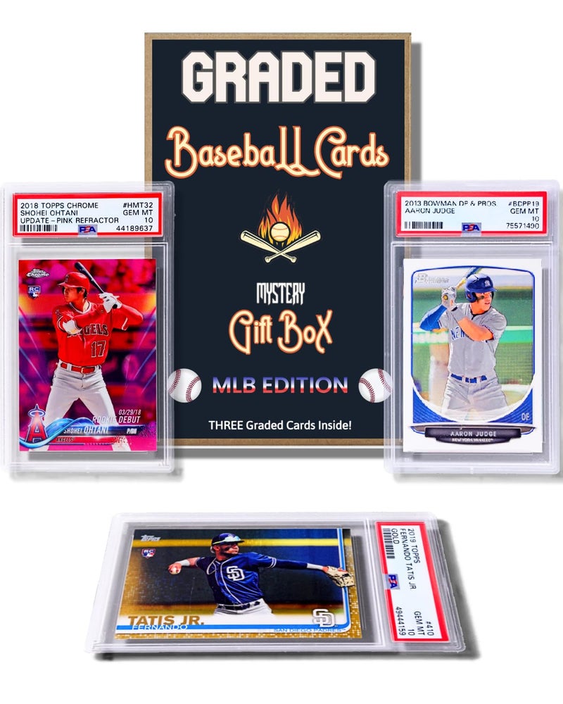 Slabs of Heat Three Graded Baseball Cards Gift Box MLB Edition Three Premium PSABGS Graded 10 95 or 9 Cards Potential Rookie Autographs Numbered RC RefractorsGift for Baseball Fansby Slabs of Heat - Image 2