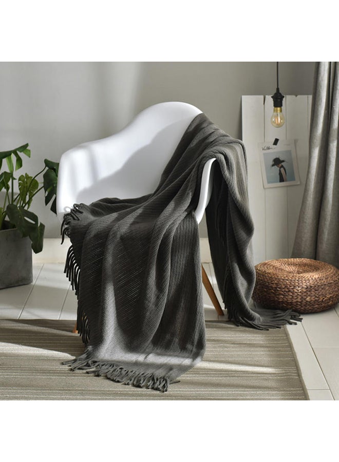 Loquat Casual Knitted Solid Color Soft Blanket Polyester Dark Grey 125x150centimeter - Image 3