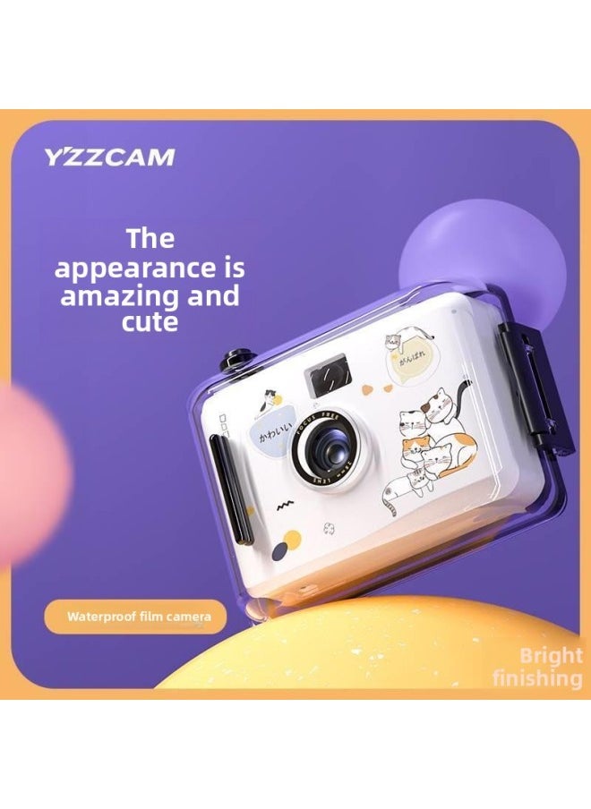 Generic Polaroid Camera Student Cheap Fool Mini Retro Waterproof Film Film Film Machine Gift Campus Carry-on-Body Color:Perspective Black Camera +8 Color Film + Waterproof Shell  - Image 2