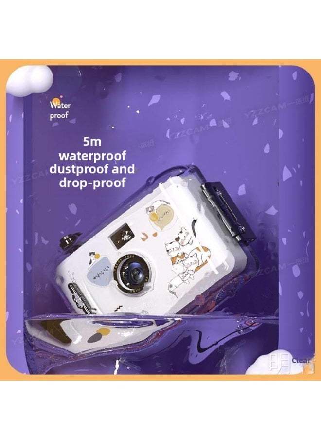 Generic Polaroid Camera Student Cheap Fool Mini Retro Waterproof Film Film Film Machine Gift Campus Carry-on-Body Color:Perspective Black Camera +8 Color Film + Waterproof Shell  - Image 5