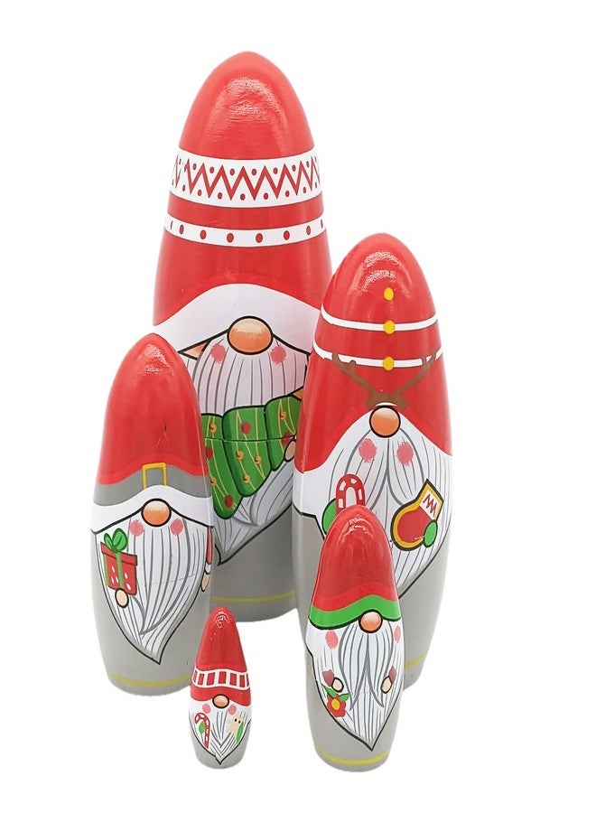 Konrisa Dwarf Santa Claus Nesting Dolls Matryoshka Russian Wooden Figure Dolls Birthday Party Supplies, Set of 5 - Image 1