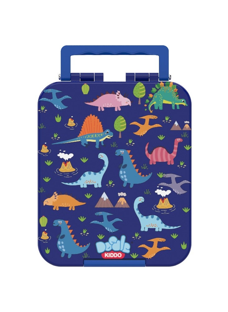 Doodle Kiddo Dinosaur Bento Lunch Box for Kids | 4 Compartments, Leak-Proof, BPA-Free | Freezer, Microwave & Dishwasher Safe | 21.2x15.7x 4.6 CM - Image 1