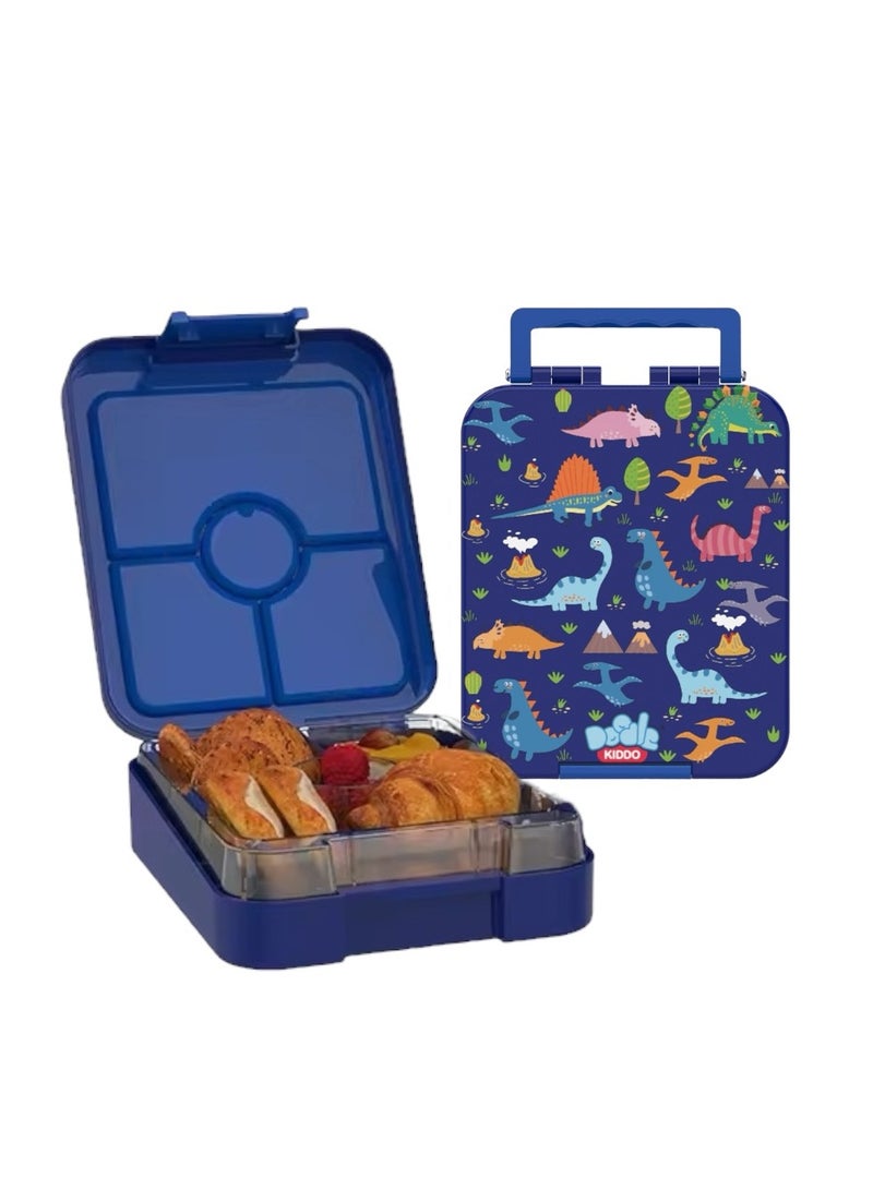 Doodle Kiddo Dinosaur Bento Lunch Box for Kids | 4 Compartments, Leak-Proof, BPA-Free | Freezer, Microwave & Dishwasher Safe | 21.2x15.7x 4.6 CM - Image 2