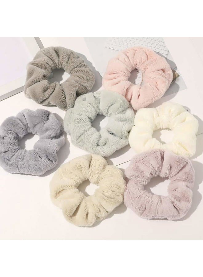 DINPREY 7 Pcs Big Hair Drying Scrunchies Thick Fuzzy Scrunchy Frizz Free Scrunchies Hair Light Bobbles Ropes Traceless Faux Fur Hair Ties Accessories - Image 2