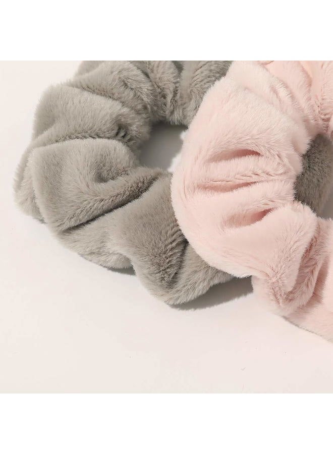 DINPREY 7 Pcs Big Hair Drying Scrunchies Thick Fuzzy Scrunchy Frizz Free Scrunchies Hair Light Bobbles Ropes Traceless Faux Fur Hair Ties Accessories - Image 4