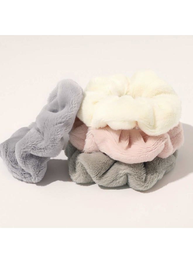 DINPREY 7 Pcs Big Hair Drying Scrunchies Thick Fuzzy Scrunchy Frizz Free Scrunchies Hair Light Bobbles Ropes Traceless Faux Fur Hair Ties Accessories - Image 3