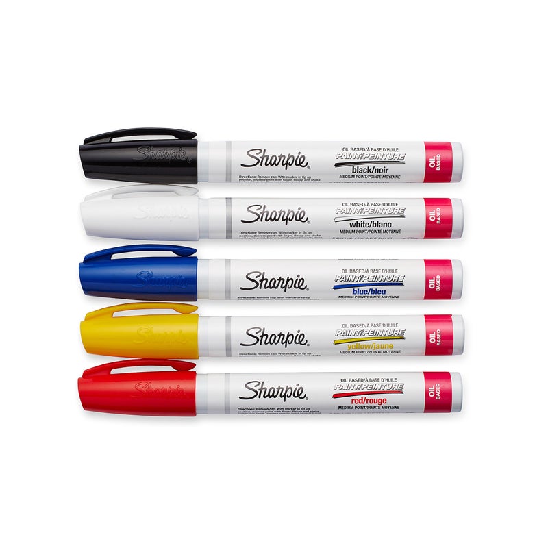 Sharpie Oil-Based Paint Markers Medium Point Assorted Colors 5 Count - Great for Rock Painting - Image 2
