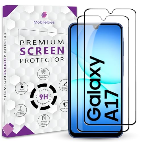 Mobilebies® Premium Tempered Glass Screen Protector Guard For Samsung A17 5G (6.7 Inch, Pack of 2) | HD Clear Glass Edge to Edge Coverage With Easy to installation kit - Image 1
