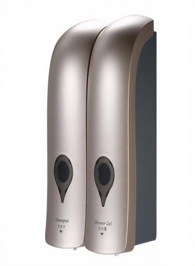 CHUANGDIAN 300ml*2 Wall Mounted Double-Head Manual Soap Dispenser Shower Gel Liquid Shampoo Dispenser Holder for Hotel Home Bathroom--Champagne Gold - Image 1