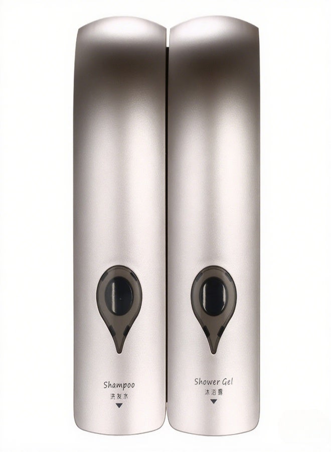 CHUANGDIAN 300ml*2 Wall Mounted Double-Head Manual Soap Dispenser Shower Gel Liquid Shampoo Dispenser Holder for Hotel Home Bathroom--Champagne Gold - Image 4