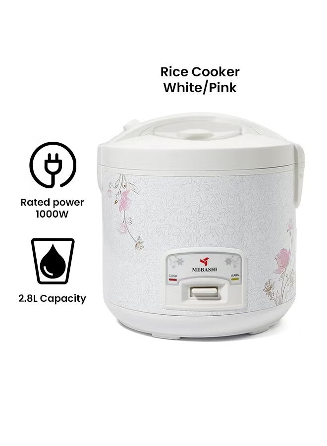 Mebashi Electric Rice Cooker ME-RC728 White/Pink - Image 2