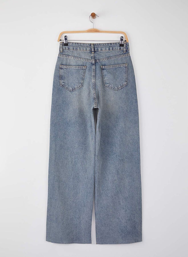 trendyol Blue High Waist Wide Leg Wide Leg Jeans - Image 5
