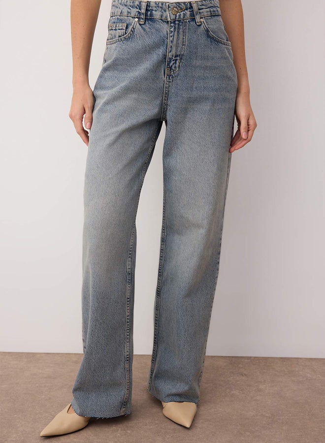 trendyol Blue High Waist Wide Leg Wide Leg Jeans - Image 3