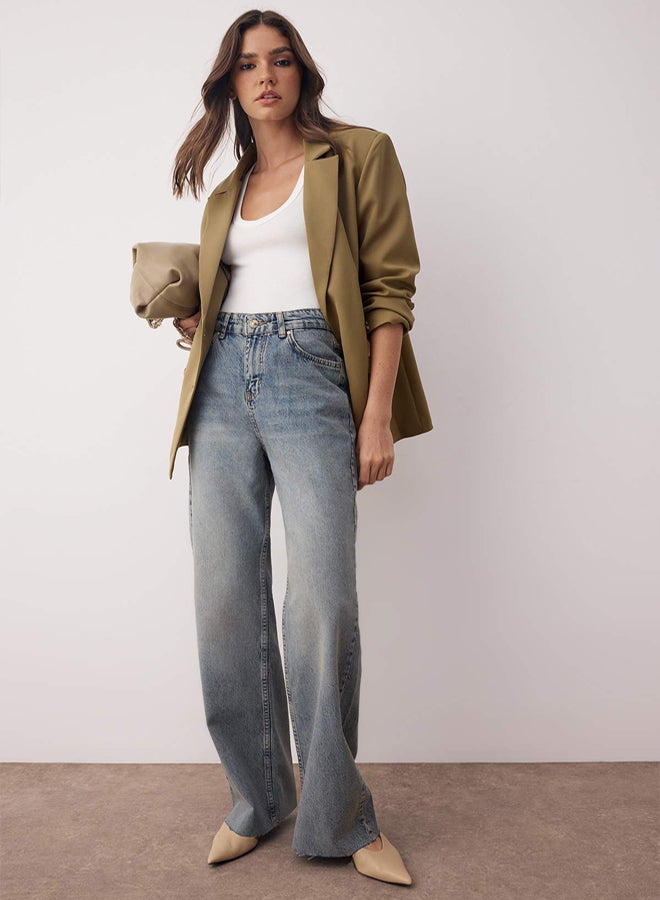 trendyol Blue High Waist Wide Leg Wide Leg Jeans - Image 1