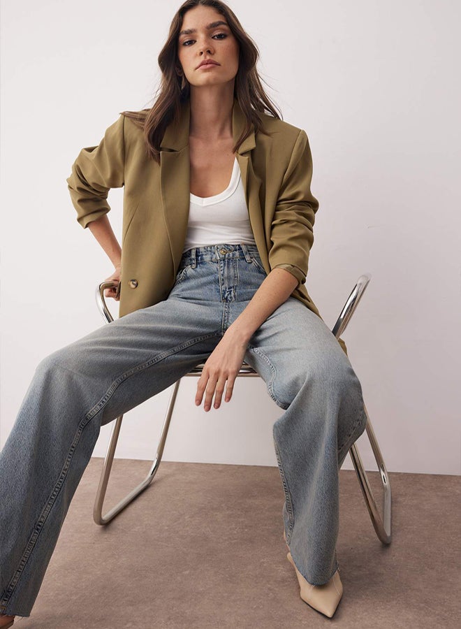 trendyol Blue High Waist Wide Leg Wide Leg Jeans - Image 2