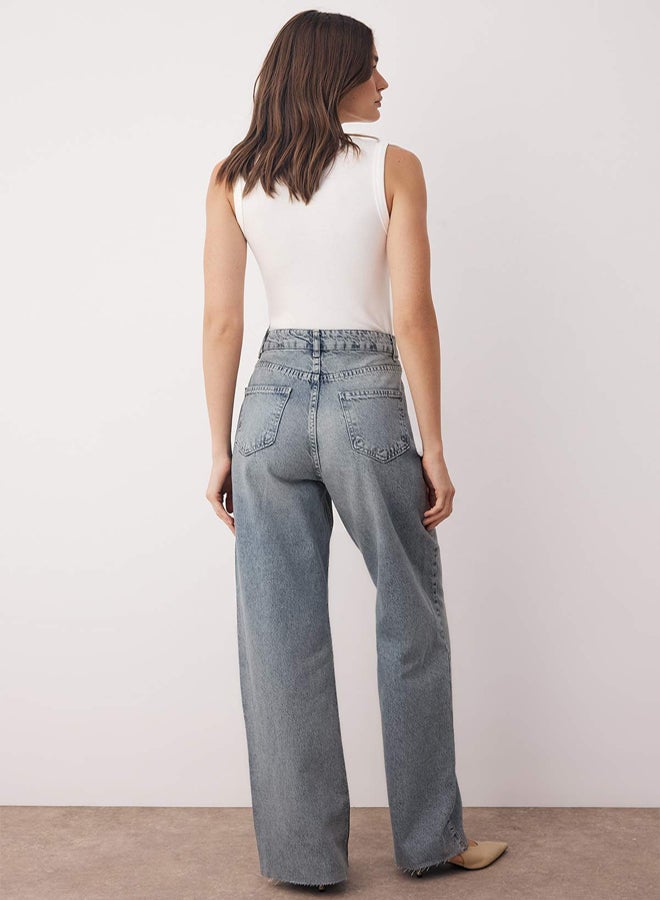 trendyol Blue High Waist Wide Leg Wide Leg Jeans - Image 4