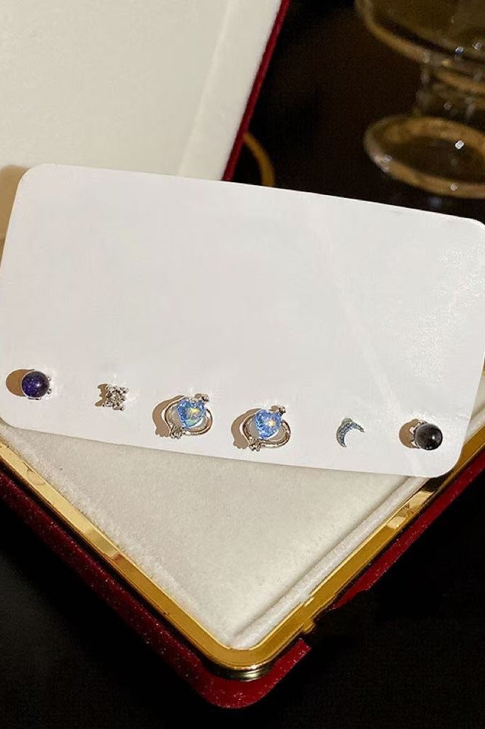 Goolsky مجموعة أقراط درامية زرقاء على شكل قلب للنساء – إبرة فضة S925، مجوهرات خرافية مضادة للحساسية، للارتداء اليومي الشافي للأذنين - Image 4