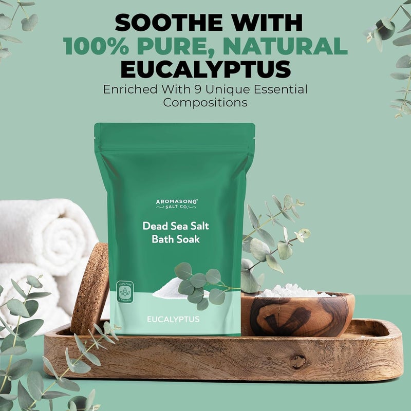 Aromasong Dead Sea Salt Fine Grain Spa Bath Salt Eucalyptus Scent 14 Oz 100 Pure Natural Soak for Women Men for Skin Issues and to Relax Tired Muscles - Image 5