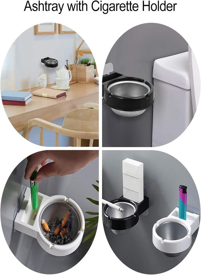 KIPSOME Bathroom Ashtray, Portable Wall Ashtray Organiser Made of ABS + Stainless Steel for Toilets Bathroom Home Office (White) - Image 5