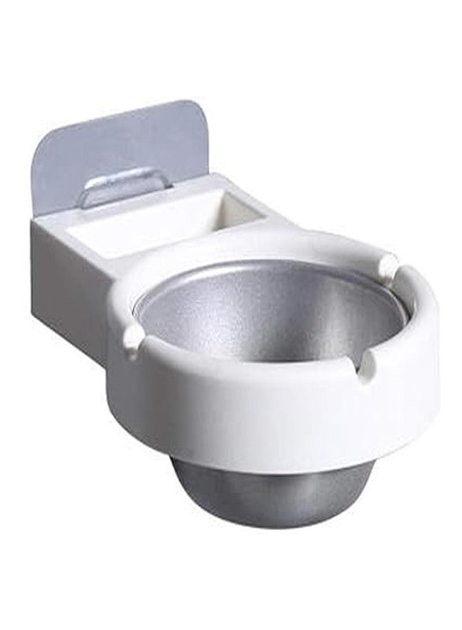 KIPSOME Bathroom Ashtray, Portable Wall Ashtray Organiser Made of ABS + Stainless Steel for Toilets Bathroom Home Office (White) - Image 1