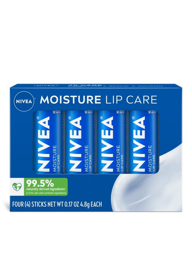 NIVEA Moisture Lip Care, Lip Balm Stick with Shea Butter, Jojoba Oil and Avocado Oil, 0.17 Oz, Pack of 4 - Image 1