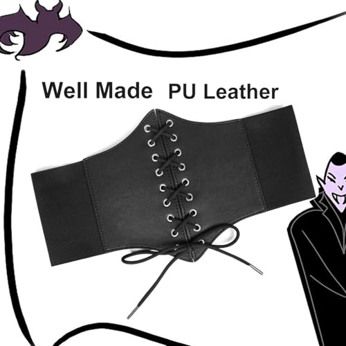 SUOSDEY Women Black Waist Cinch Belt Lace-up Elastic Waspie Corset Costume Belt - Image 5