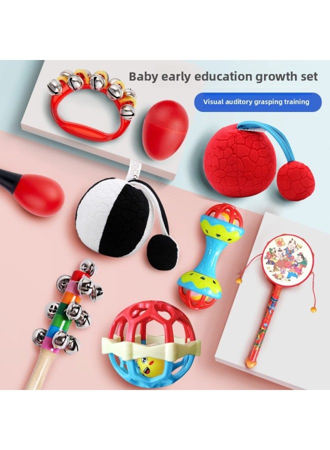 Baby Newborn Rattle Can Bite Baby Grip Training Toy Soothing Rattle Puzzle 0-6-12 Months-Color:Rattle + Soft Dumbbell + Sand Hammer + Sand Ball + Colorful Rattle - Image 3