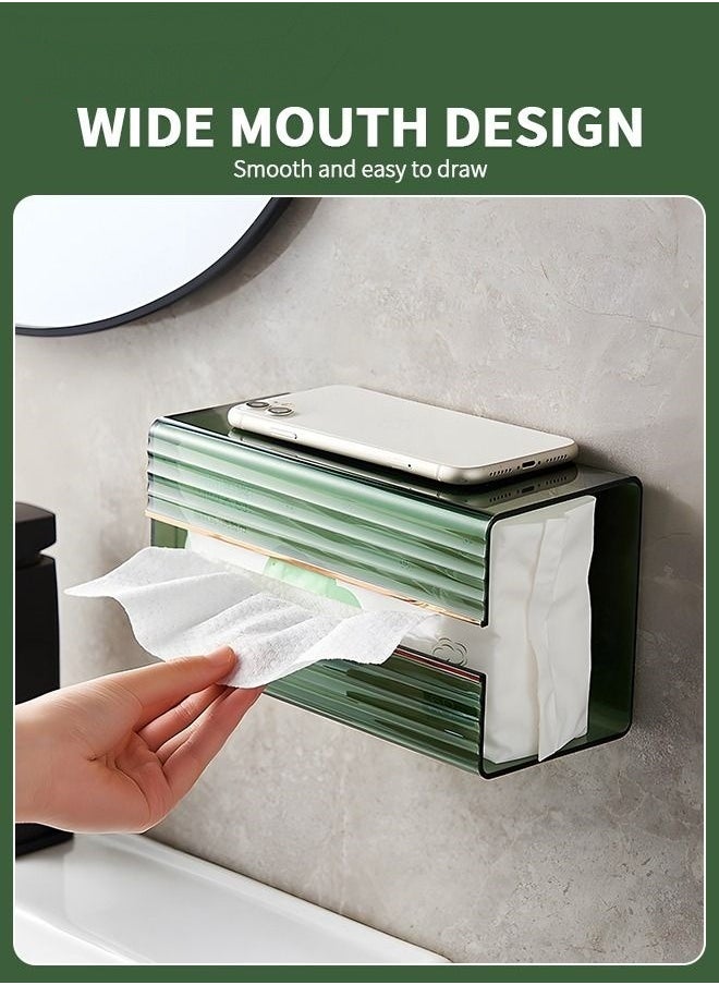 MIXDE - Wall Mounted Tissue Box Tissue Dispenser for Bathroom, Kitchen and Office Bedroom Storage - Image 1