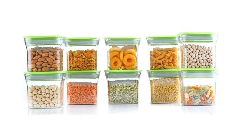 MACHAK Unbreakable Air Tight Food Storage Jar Kitchen Container Set, 600 Ml (Green, 8), Plastic - Image 3
