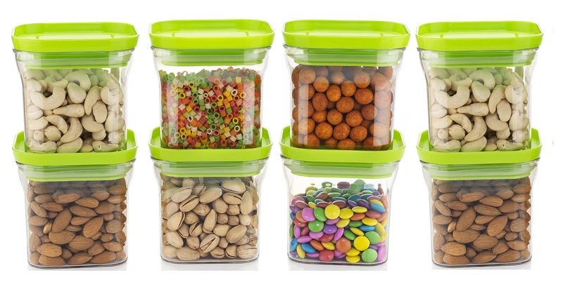 MACHAK Unbreakable Air Tight Food Storage Jar Kitchen Container Set, 600 Ml (Green, 8), Plastic - Image 5