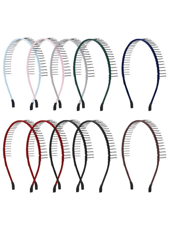 AUEAR 10 Pack Metal Headbands Teeth Comb Hairbands Teeth Hair Hoop Nonslip Headband For Women Men Hair Accessories (8 Colors) - Image 1