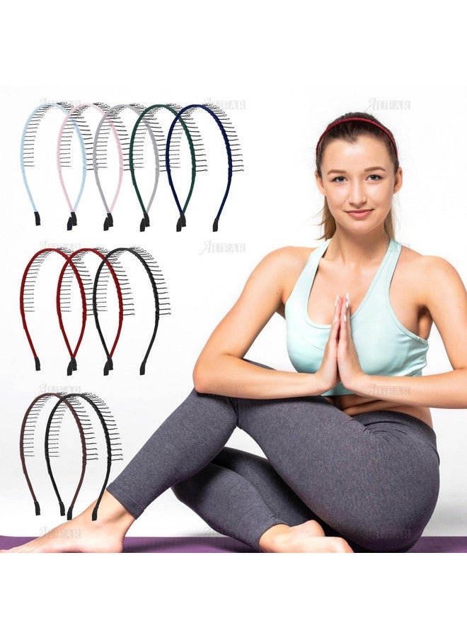 AUEAR 10 Pack Metal Headbands Teeth Comb Hairbands Teeth Hair Hoop Nonslip Headband For Women Men Hair Accessories (8 Colors) - Image 4