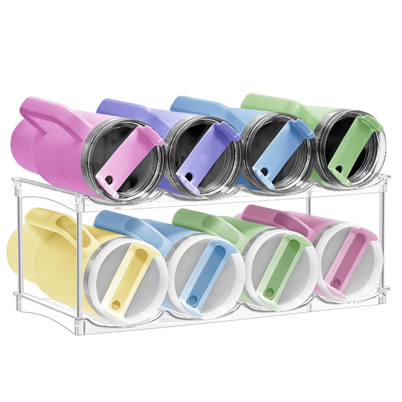 Spaclear Stackable Water Bottle Organizer for Stanley 40oz Tumblers â€“ Acrylic Water Bottle Holder for Cabinet, Pantry, Large Tumbler Organizer Storage Rack, Stanley Cup Storage, 2 Tier, Holds 8 Bottles - Image 1