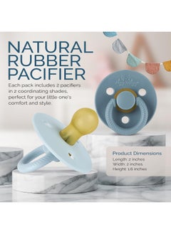 Itzy Ritzy Itzy Ritzy Natural Rubber Pacifiers, Set of 2 – Natural Rubber Newborn Pacifiers with Cherry-Shaped & Large Air Holes for Added Safety; Set of 2 in Harbor & Coast, Ages 0 – 6 Months  - Image 2