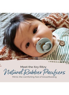Itzy Ritzy Itzy Ritzy Natural Rubber Pacifiers, Set of 2 – Natural Rubber Newborn Pacifiers with Cherry-Shaped & Large Air Holes for Added Safety; Set of 2 in Harbor & Coast, Ages 0 – 6 Months  - Image 5