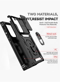 Generic Samsung Galaxy S24 Ultra Case, Slide Camera Cover, Built in 360° Rotate Ring Kickstand, Drop Proof Shockproof Test, Heavy Duty Shockproof Protective Case for Galaxy S24 Ultra 5G 2024 Black  - Image 3