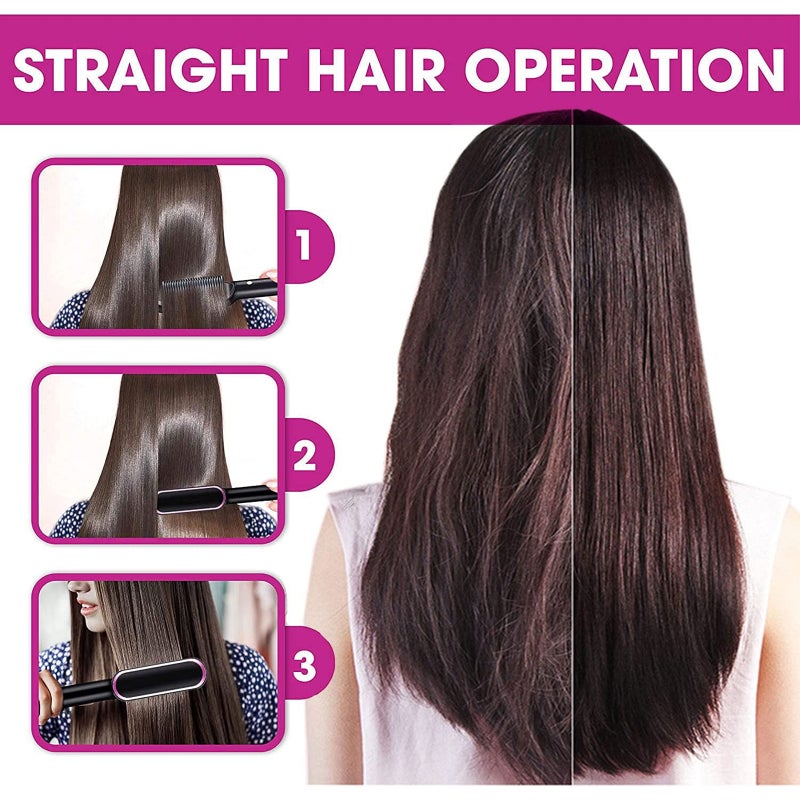 Hair Straightener Brush for Woman Hair Styling ions Straightening Curling Comb Hair Curler 5 Temperature Levels Adjustable - Image 3