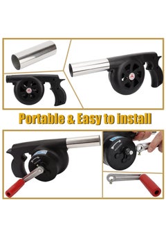 MARK STORE BBQ Fan Powerful Air Blower Manual Barbecue Fire Starter Outdoor Cooking BBQ Fan Portable Barbeque Air Blower Fast Fire Starter Bellows Cooking Lighter Tools for Outdoor Barbecue Picnic Camping Hiking  - Image 3
