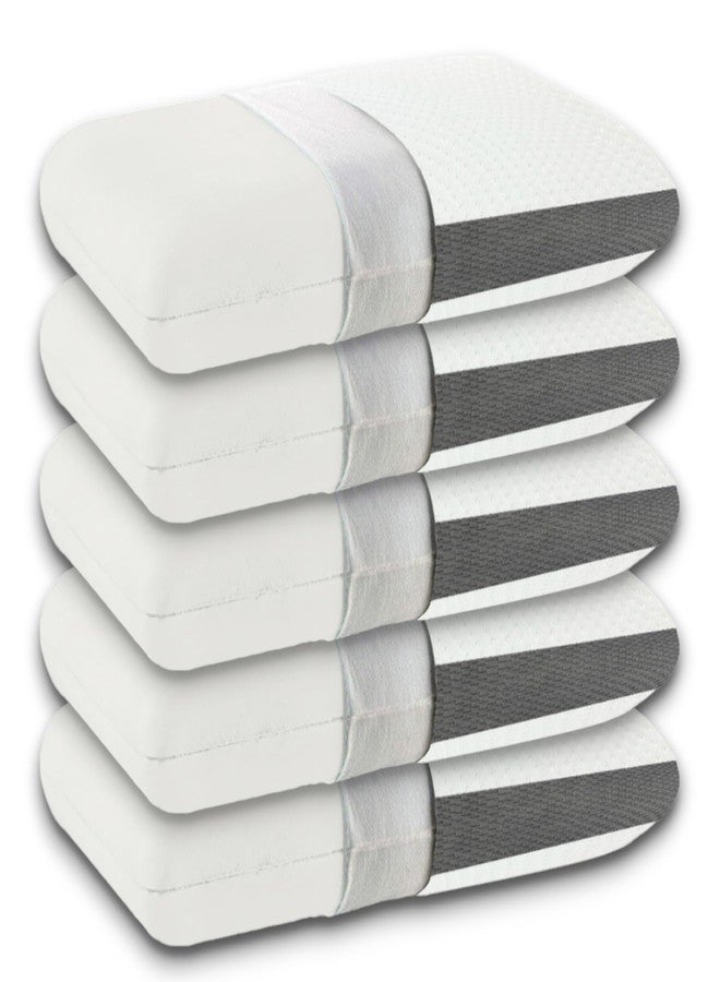 CUSHIO Memory Foam Pillow | Size 22"x14"x4" (Set of 5) Orthopedic & Cervical Pillow for Relieving Neck & Shoulder Pain with Free Pillow Cover (White & Grey) - Image 1