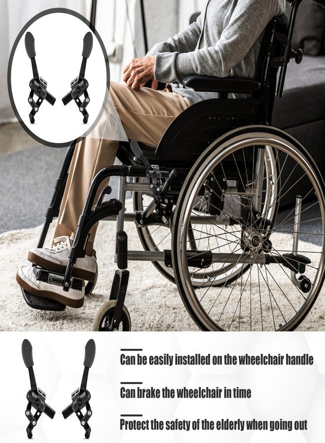 Hariendny Heavy Duty Wheelchair Brakes Wheel Locks, Drive Wheelchair Parts, Transport Chair Brake, Universal Brake Replacement Parts for 1" Tubing, Side Mount Bolt on Style(1 Pair) - Image 3