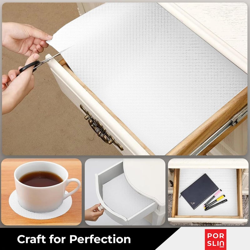 Porslin Kitchen Drawers Mat Liners, 45cm x 5m Roll, Non-Slip, Waterproof, Washable, BPA-Free, Durable EVA for Shelves, Cupboards, Drawers, Fridge Mats, Wardrobe, Food Safe (Diamond Transparent) - Image 2
