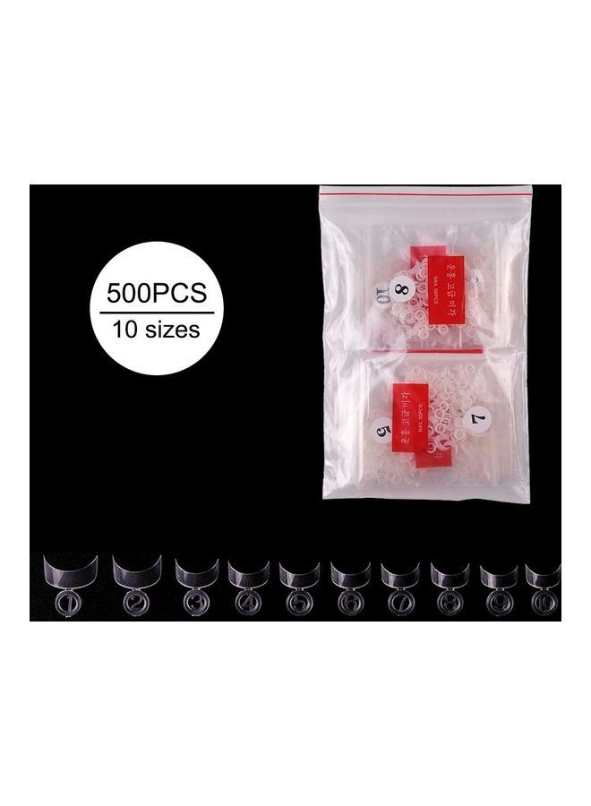NIBEMINENT 500-Piece Short False Nail Tips White/Clear - Image 1