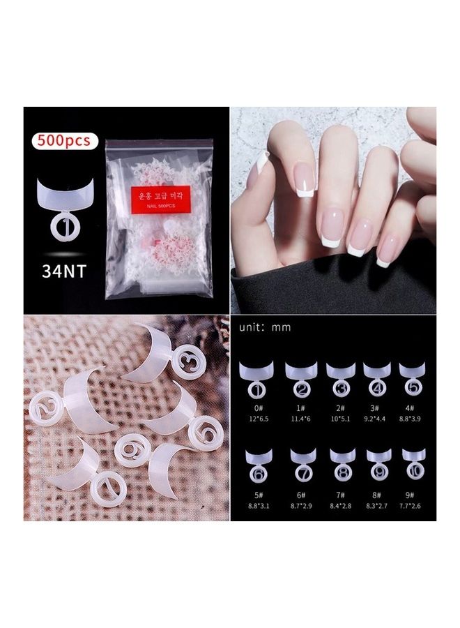 NIBEMINENT 500-Piece Short False Nail Tips White/Clear - Image 3