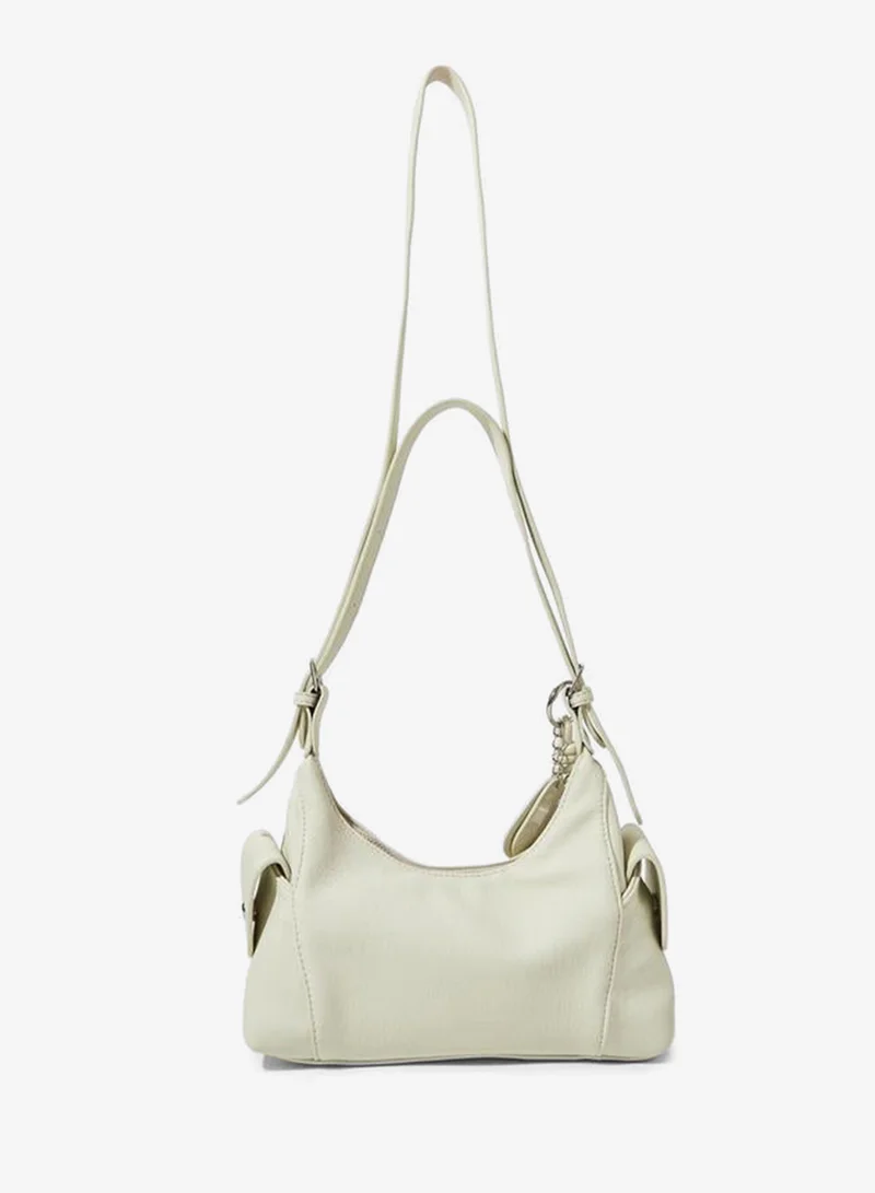 Styli Beige Solid Shoulder Bag With Pocket Detail
