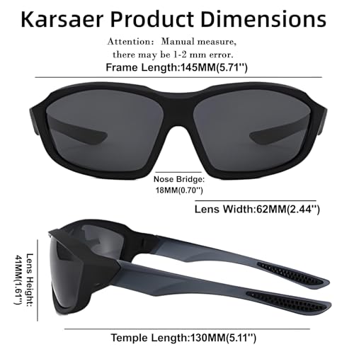 Karsaer Polarized Oversized Sports Sunglasses for Men Women Stylish Outdoor Cricket Cycling Hiking Fishing UV Protected Sunglasses E1412 - Image 3