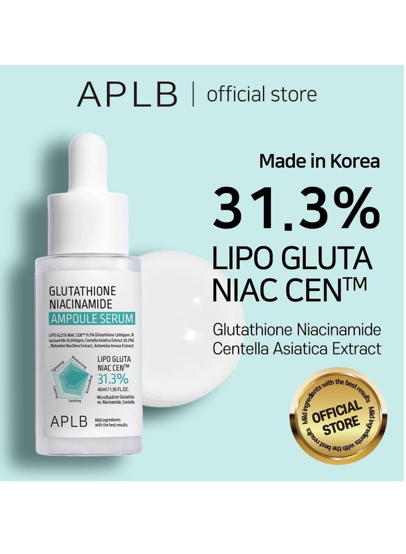 APLB Glutathione Niacinamide Ampoule Serum | LIPO GLUTA NIAC CEN™ 31.3% 1.35 FL.OZ/Korean Skincare, Long lasting moisturizing, Improve skin elasticity, Revitalize for gentle and improve skin texture - Image 2