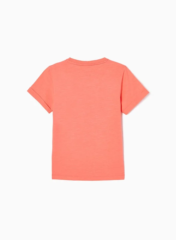 Zippy Cotton T-shirt for Boys 'Taj Mahal', Coral