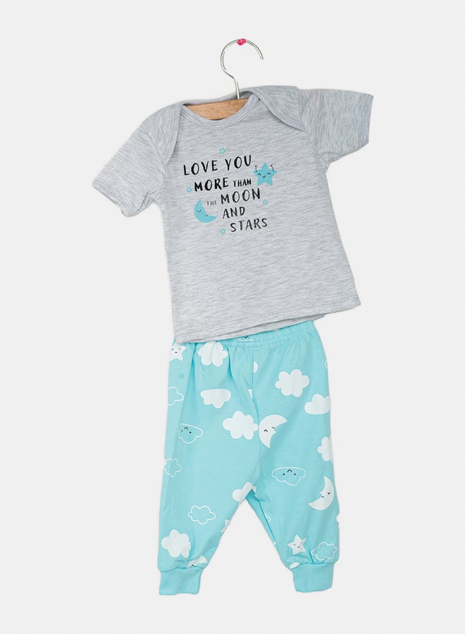 JOCKEY Baby Girl Cloud & Rainbow Printed Summer Cotton Pyjama Set
